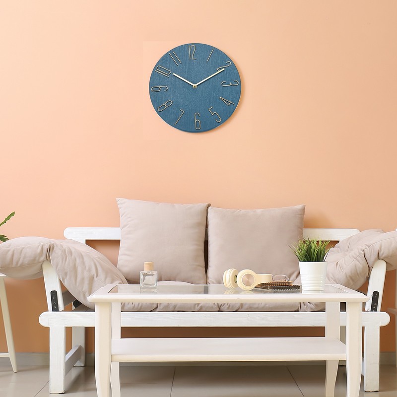 12" Vintage Wall Clock with Arabic Numerals Dark Blue gallery