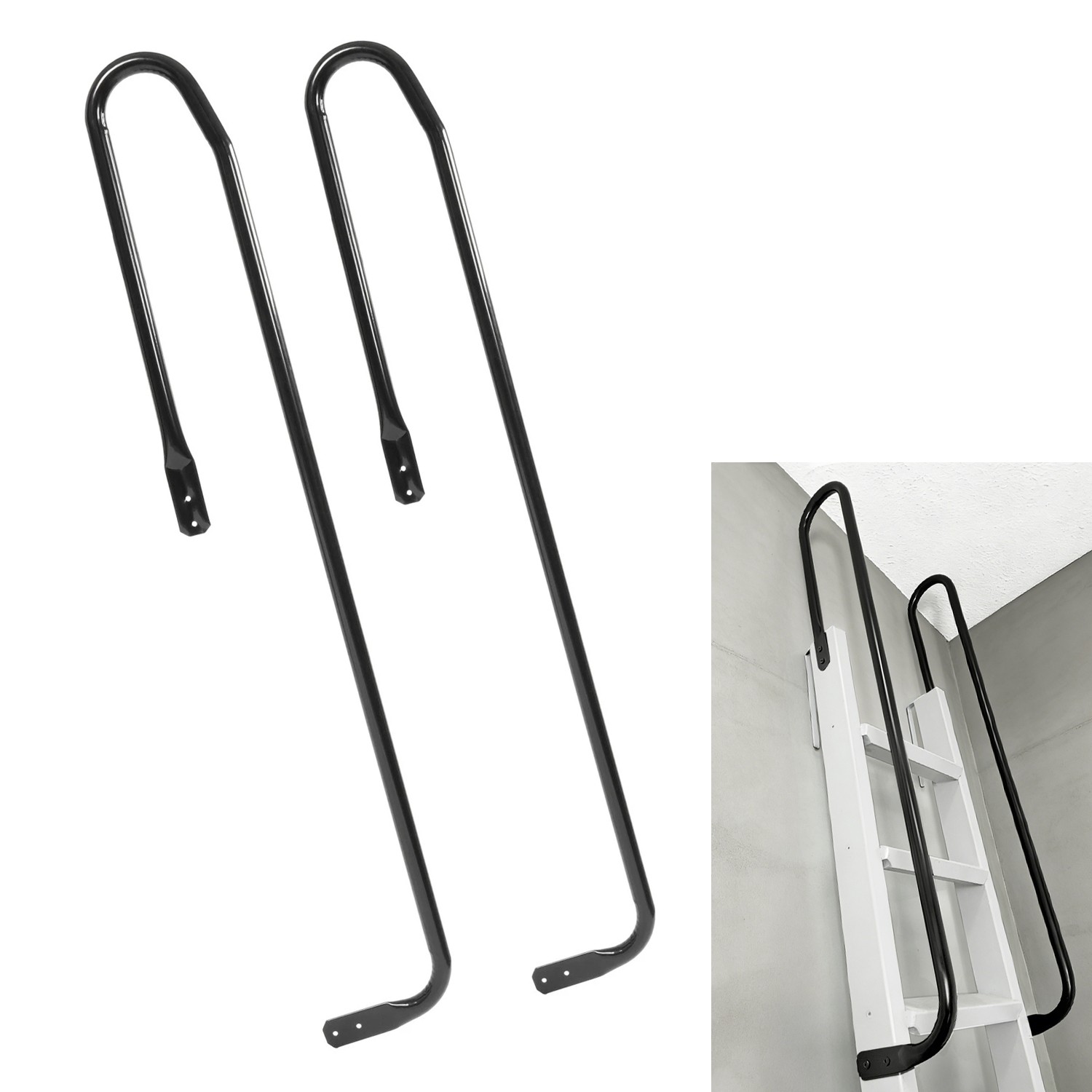 Universal Step Handrail Sturdy Black Metal For Stairs Porch & Loft Steps gallery