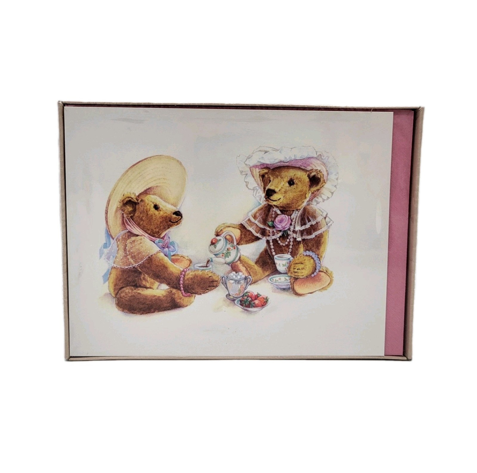 Vtg American Greetings Note Cards & Envelopes Teddy Bears Tea Party (8 Count) gallery