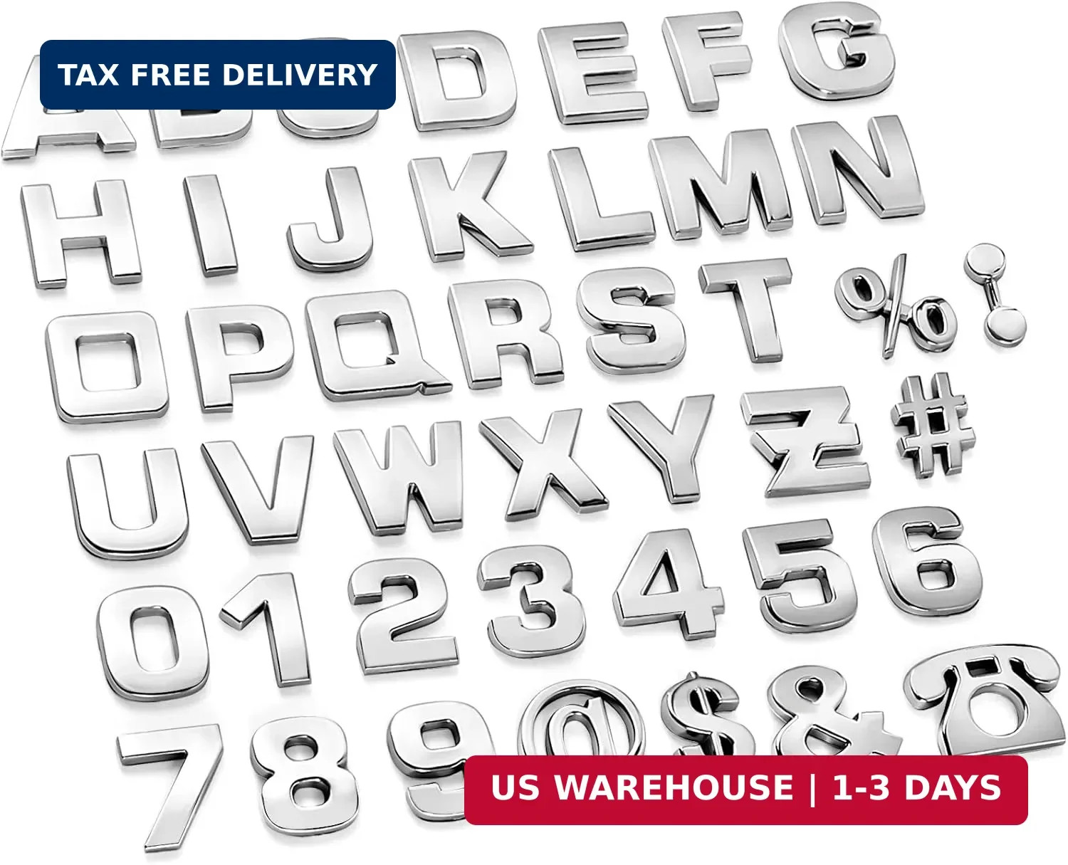 43Pcs Car Emblem Letters Sticker DIY 3D Chrome Number Symbol Badge Decal New gallery