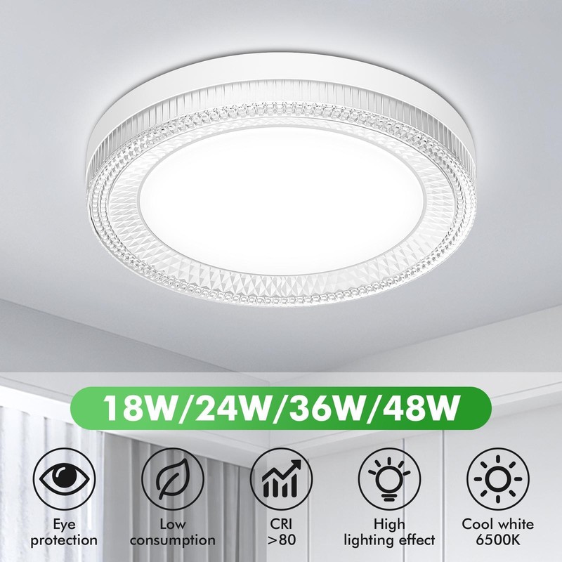 LED Flush Mount Ceiling Light Fixture 7/9/12 In Crystal Circular Ceiling Light gallery