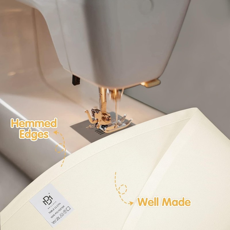 6 Pack Ivory Round Tablecloths 120 Inch for 60” Tables - 150 GSM Polyester Fa... gallery