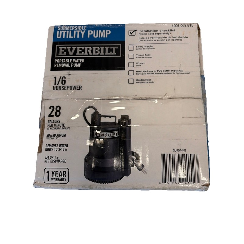 Everbilt 1/6 HP Plastic Submersible Utility Pump SUP54-HD 28 GPM gallery