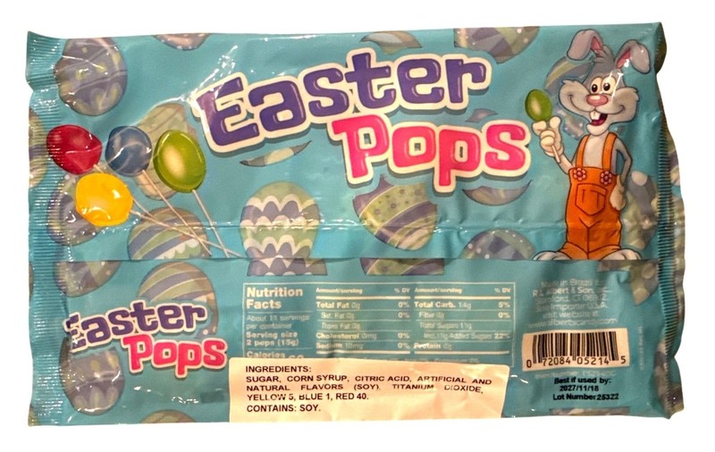 6oz/23ct Bag ALBERT'S Easter Egg Pops Candy Strawberry+Blu Raspberry+Watermelon+ gallery