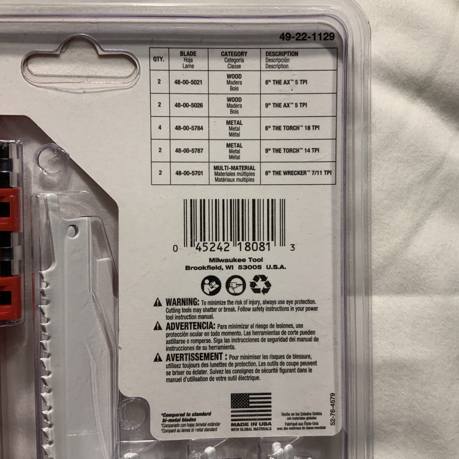Milwaukee SAWZALL Demolition Reciprocating Blade Set - 12 Pieces (49-22-1129) gallery
