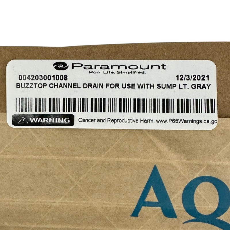 AquaStar Paramount BuzzTop Channel Drain w/o Sump Lght Gray 32in 004-203-0010-08 gallery