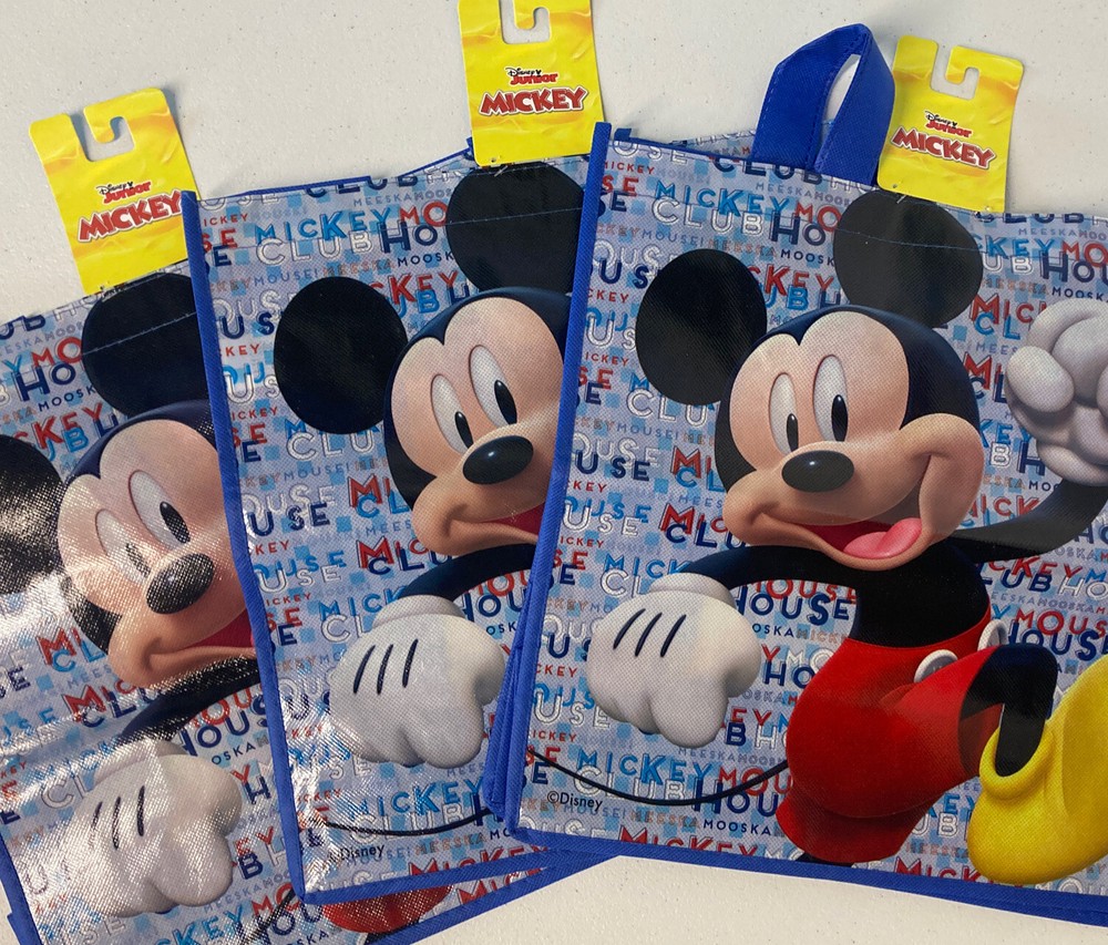 3 pack Disney Junior Mickey Mouse Reuseable Tote Bag Treat Gift 13” SHOPPING