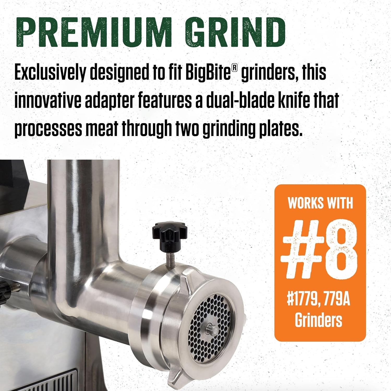 LEM Products 8 DualGrind Adapter, Stainless Steel Meat Grinder Attachment gallery