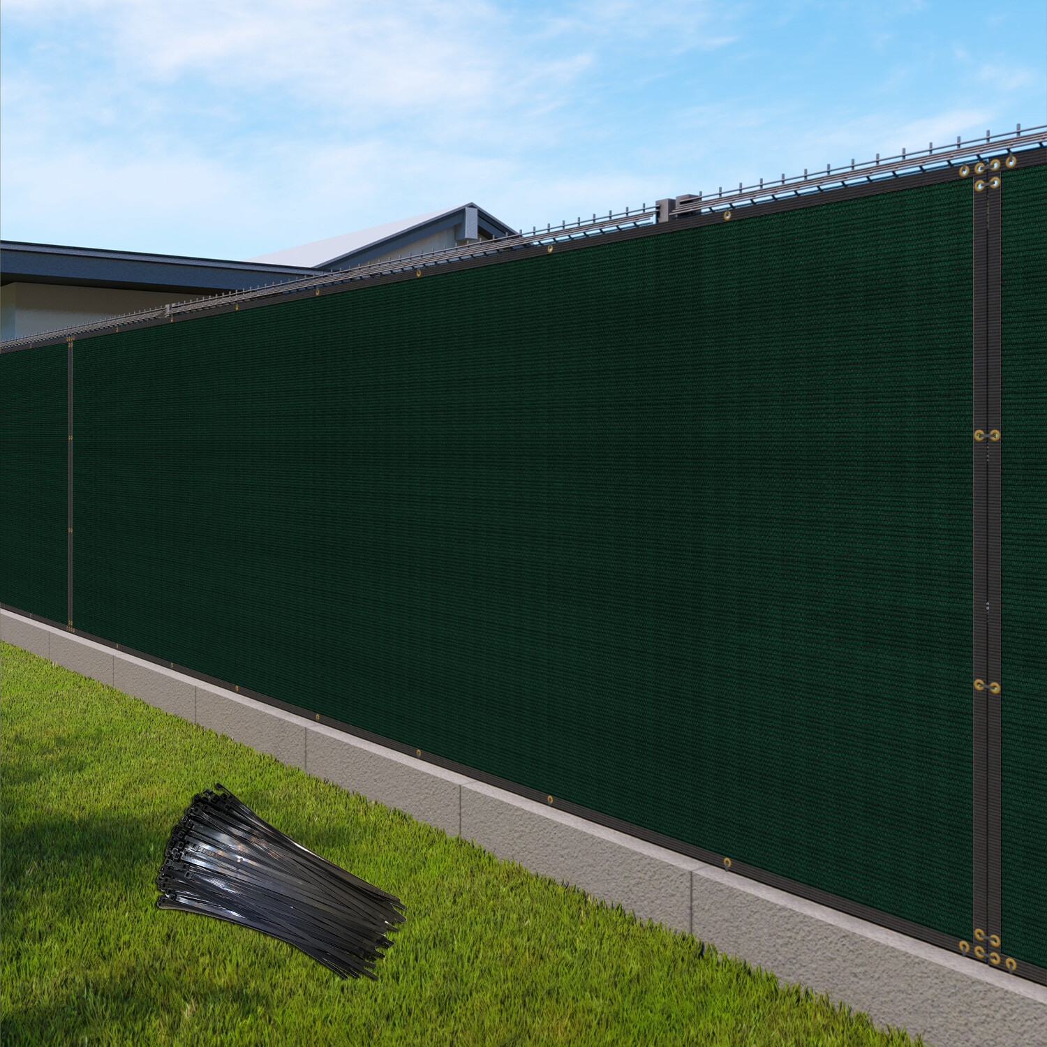 5FT Green Fence Privacy Screen Garden Yard 95% Blockage Mesh Fabric w/Gromment gallery