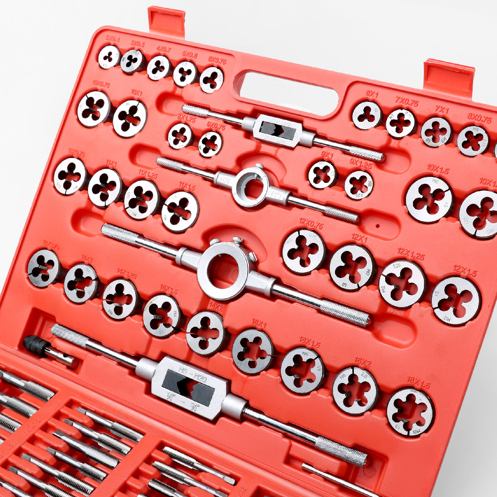 110 Piece Combination Tap And Die Set Screw Extractor Remover Chasing w/Case gallery