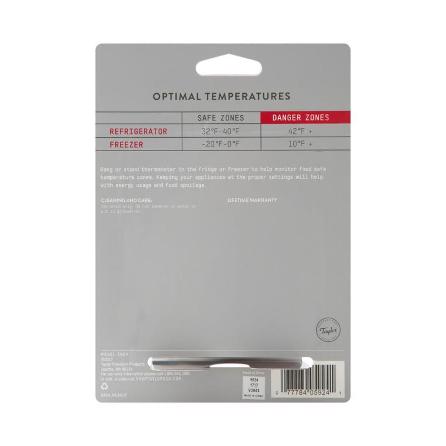 Taylor Instant Read Analog Freezer/Refrigerator Thermometer gallery