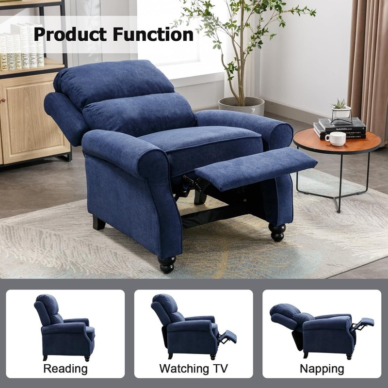 EBELLO Push Back Recliner Chair, Fabric Armchair Overstuffed Pushback Recliner gallery