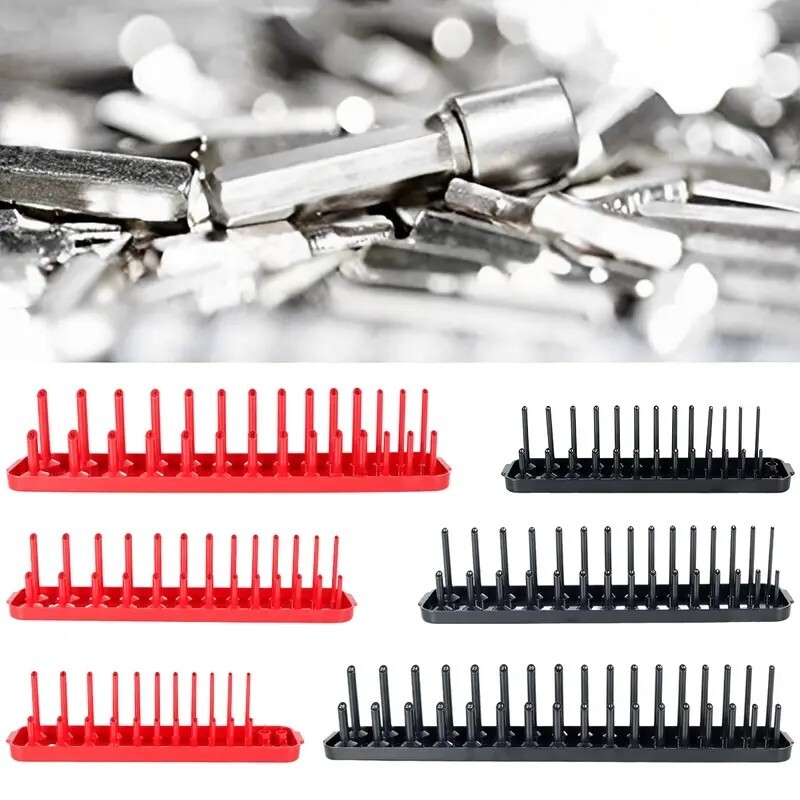 6Pc Socket Organizer Storage Holder Tool Set Tray Rack Metric SAE 1/4" 3/8" 1/2" gallery