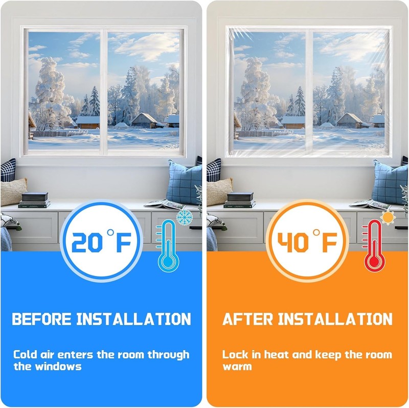Heavy Duty Window Insulation Kit for Winter - 75 in x 79 in Clear Plastic 180㎛ gallery