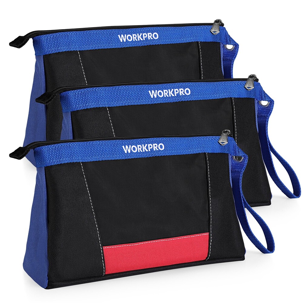 WORKPRO 12" Tool Pouches with Zipper Heavy-Duty Small Tool Bag for Tool Storage gallery