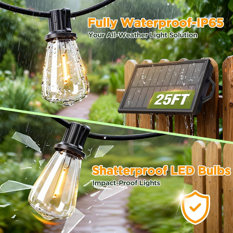 Solar String Lights Outdoor Waterproof with Remote & Timer, LED Shatterproof ST3 gallery