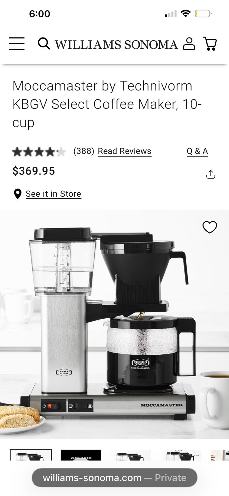 Moccamaster KBGV Select 10-Cup Coffee Maker - Matte Black (53948) gallery