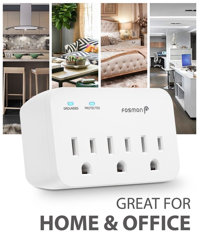 Fosmon 3 Outlet Surge Protector Multi Plug Wall Adapter Tap 1200J [ETL Listed] gallery