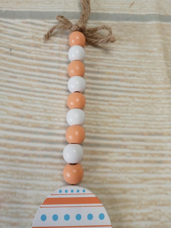 New! Orange Spring Easter Egg Small Wood Bead Garland Tier Tray Farmhouse Decor gallery