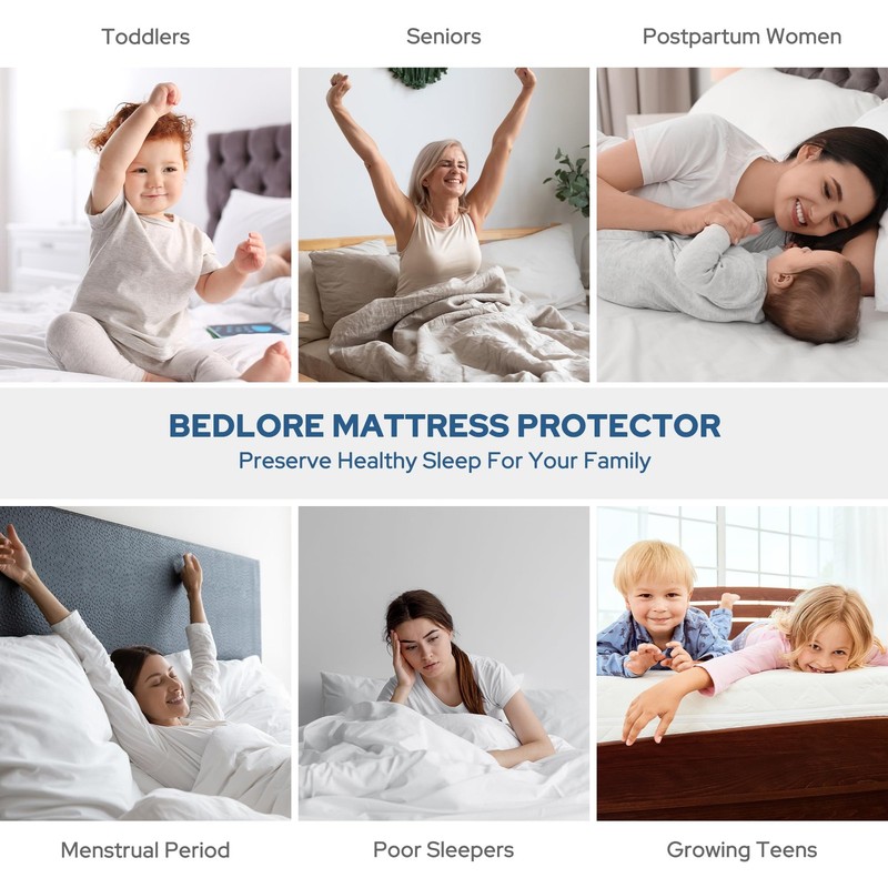BEDLORE Waterproof Mattress Protector, King Size Noiseless King, 2 White gallery