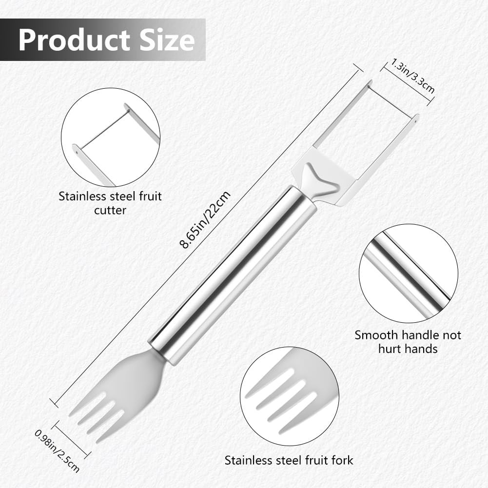 2-in-1 Stainless Steel Watermelon Cutter Fork Slicer Fruit Cube Tool gallery