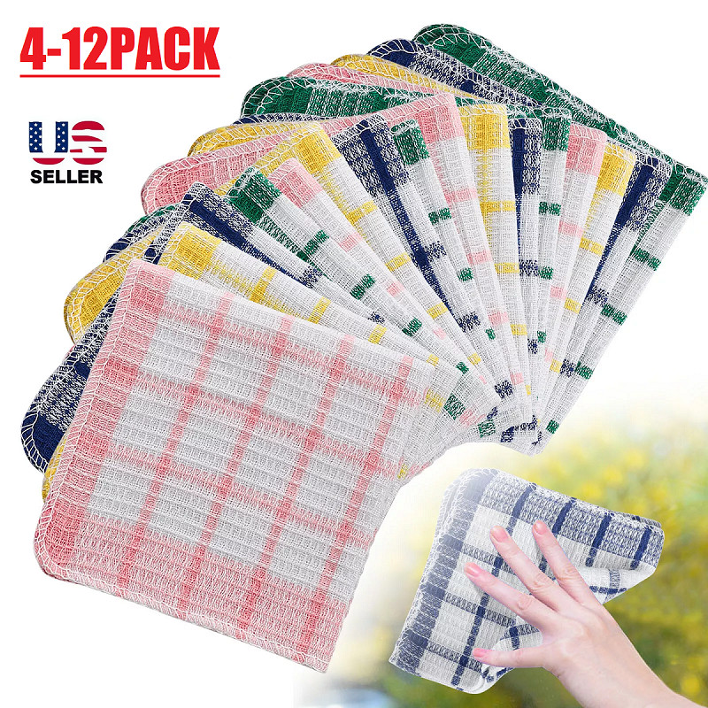 12× Kitchen Dish Cloths Cotton Super Cleaning Absorbent Towel Washing Rags Set gallery