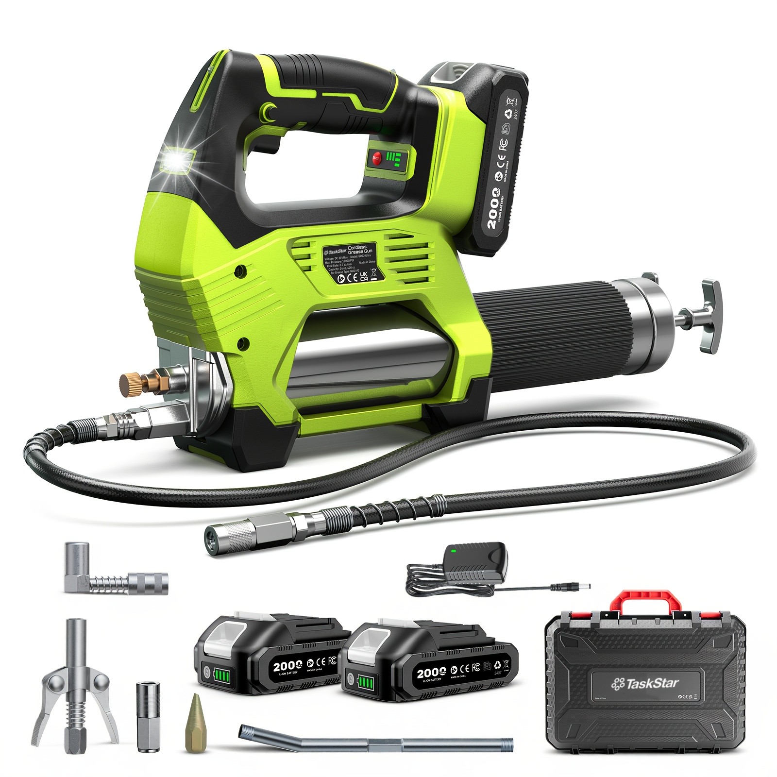 Taskstar 12000 PSI Electric Grease Gun Cordless Grease Gun 6.7 oz/min 2x2000MAH gallery