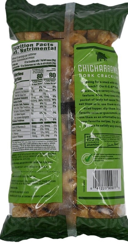 1 Bag H-E-B Deli Chicharrones Pork Cracklins Includes Hot Sauce Fried Pork 5oz gallery