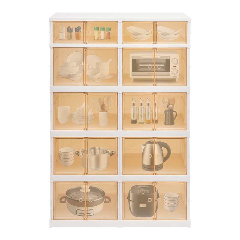 5 Tier Plastic Storage Containers with Doors & Wheels Foldable Organization gallery