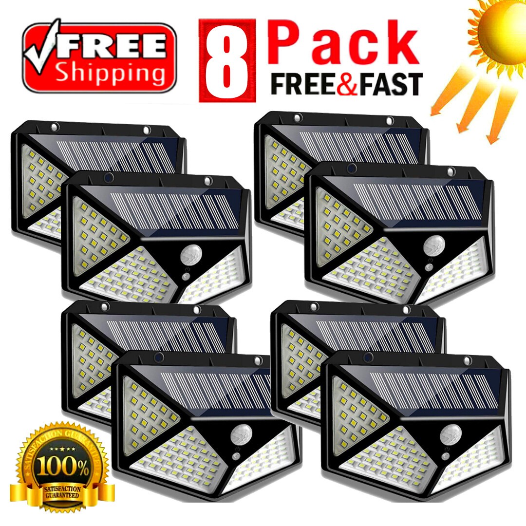 8Pack Solar Power 100LED Lights PIR Motion Sensor Outdoor Security Garden Lamp gallery