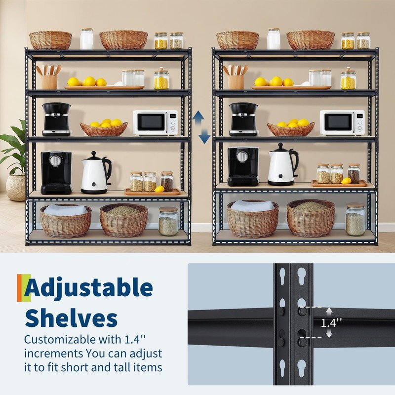 Storage Shelving Unit, 5-Tier Adjustable Metal Storage Shelves, 60" L x 24" W... gallery
