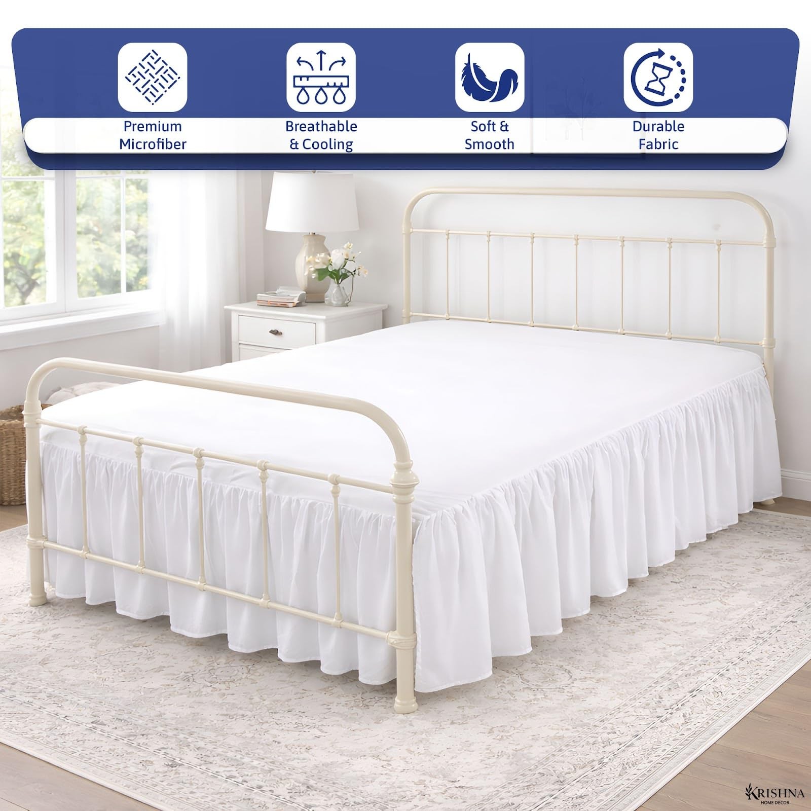Krishna Ruffled Bed Skirt Split Corners Queen 100 Microfiber Hotel Quality 15 gallery