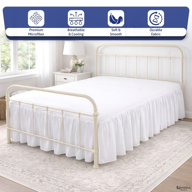 Krishna Ruffled Bed Skirt Split Corners Queen 100 Microfiber Hotel Quality 15 gallery