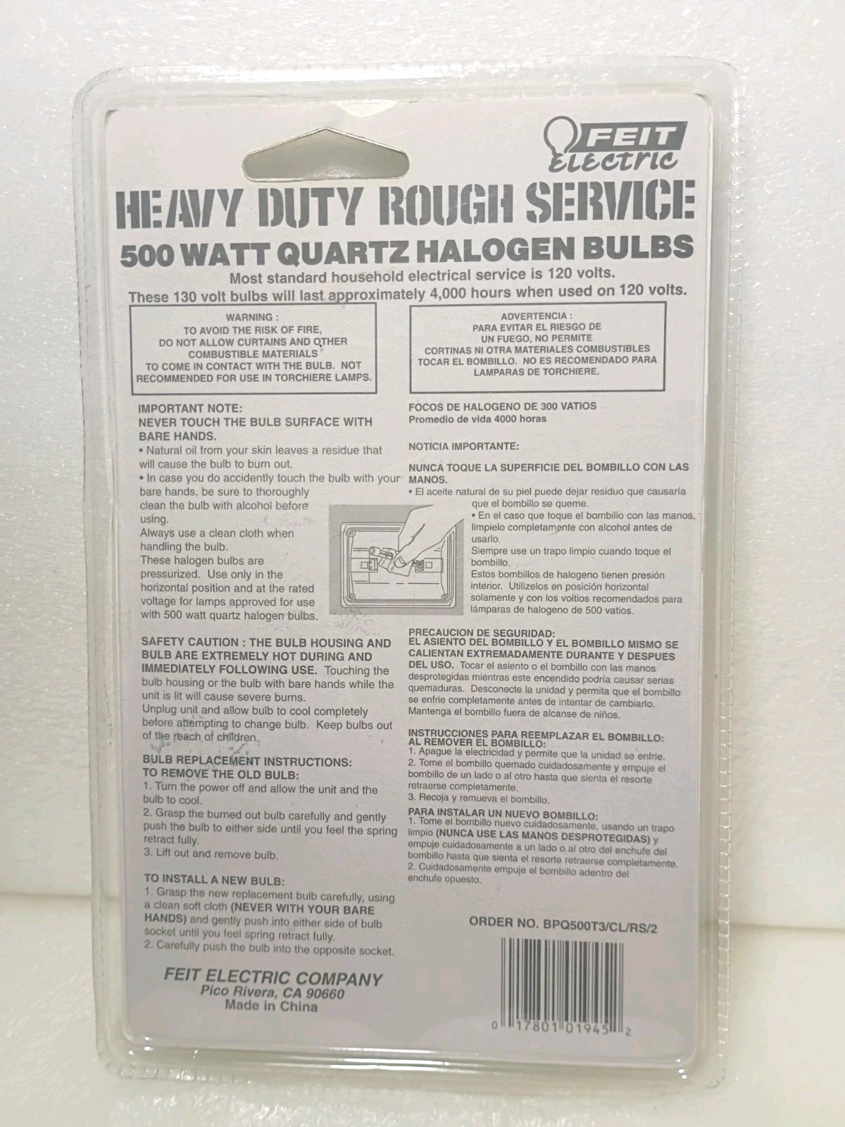 Feit Electric ~500Watts Heavy Duty Rough Service Halogen Bulbs ~4000hrs ~2 Pack gallery