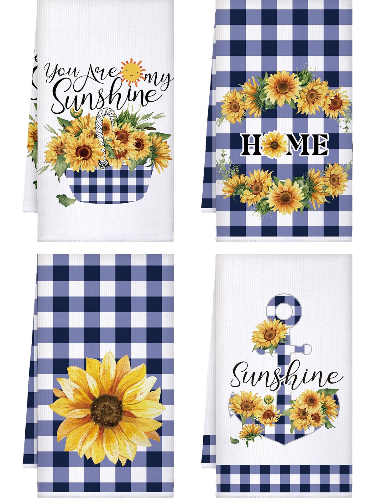 4 Pcs Sunflower Kitchen Towels Summer Fall Flower Floral Sea Beach Lemon Hand... gallery