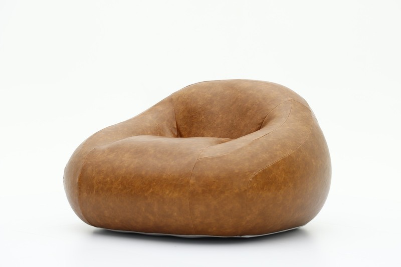 Vintage Brown Leather Inflatable Lounge Chair Single Seater Sofa 46x44x27in Home gallery