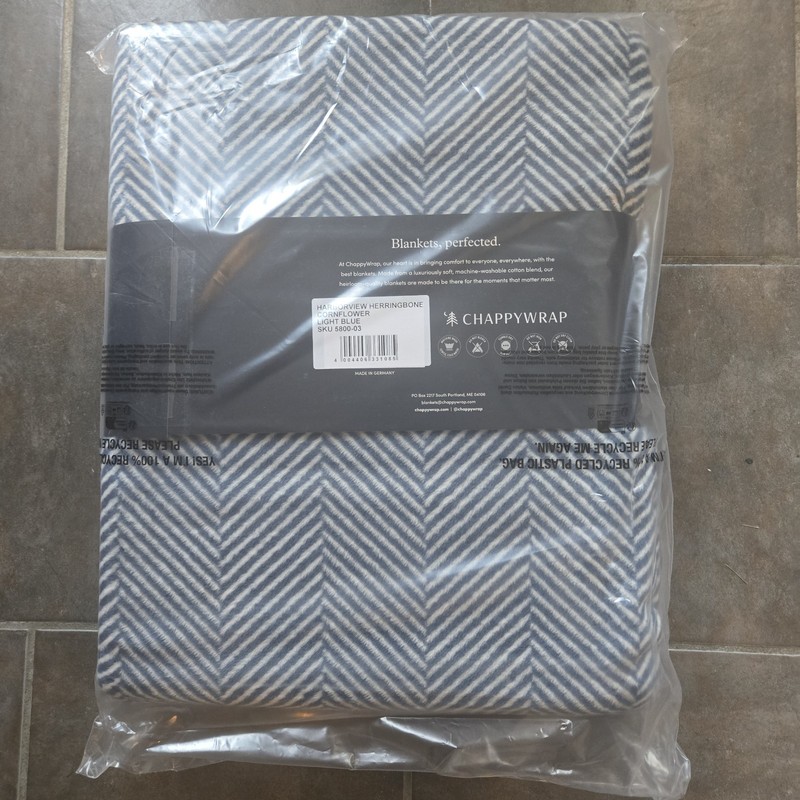 ChappyWrap Reversible Blanket 60"x80" Harborview Herringbone Cornflower gallery