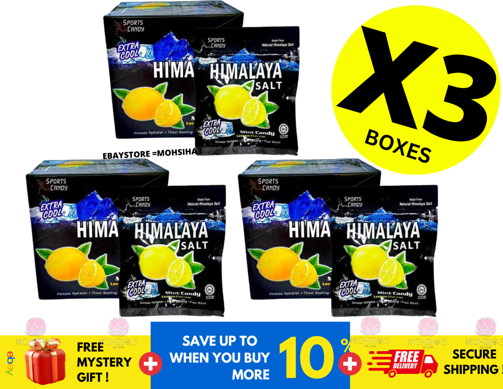 Himalaya Salt Sport Candy Mint Lemon Flavor Genuine (15g x 12 pack) X 3 gallery