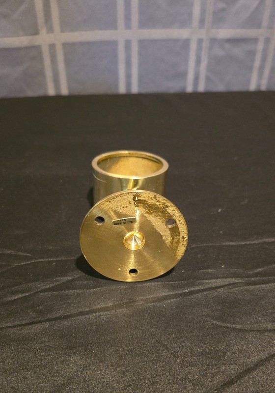 Solid Brass Handrail End Cap Bracket Flush Fitting 2in Dia 2.5in Base NOS gallery