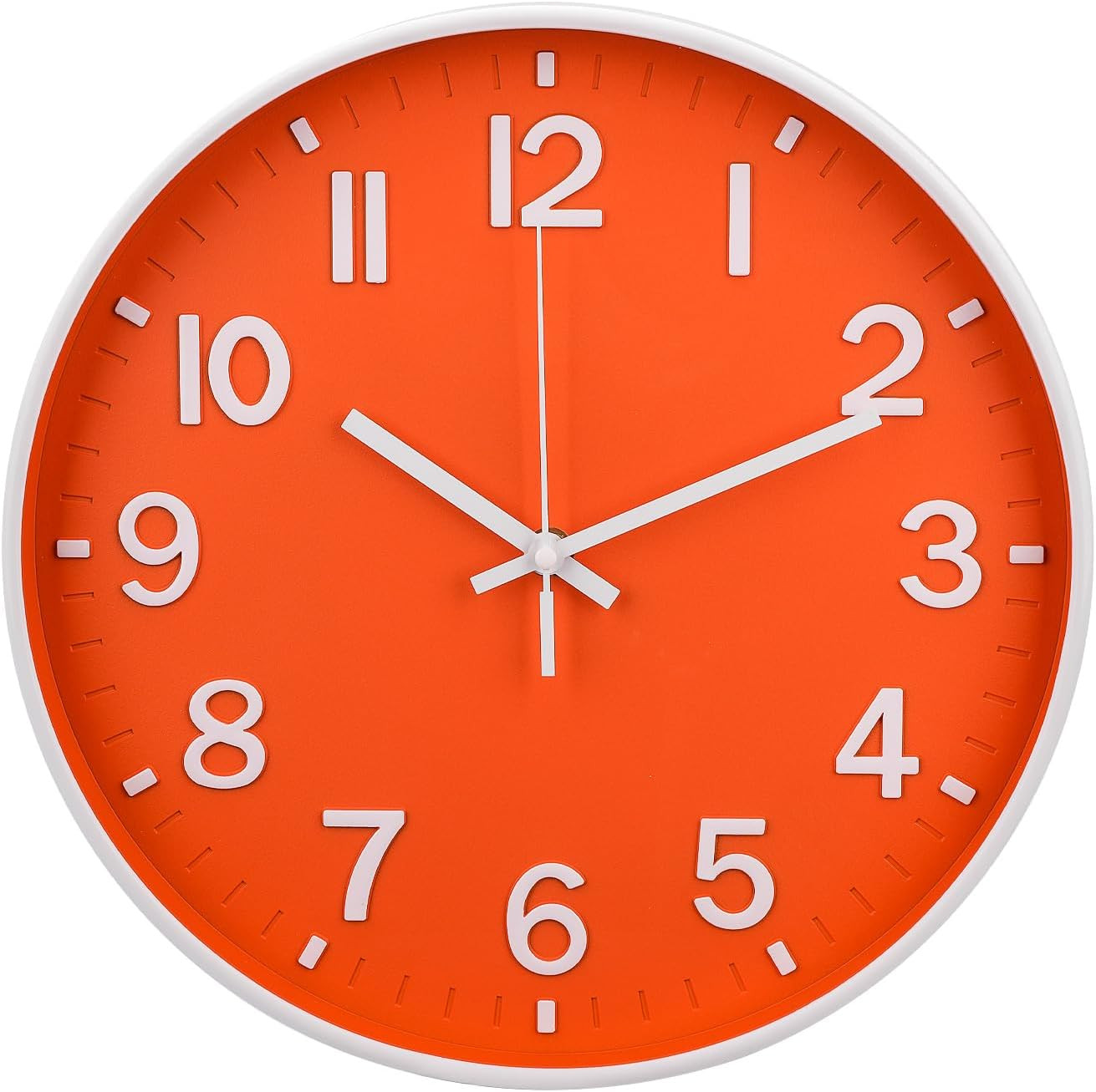 Wall Clock 12 Inch Orange Modern Simple Quartz Decorative Clock Non-Ticking Sile gallery