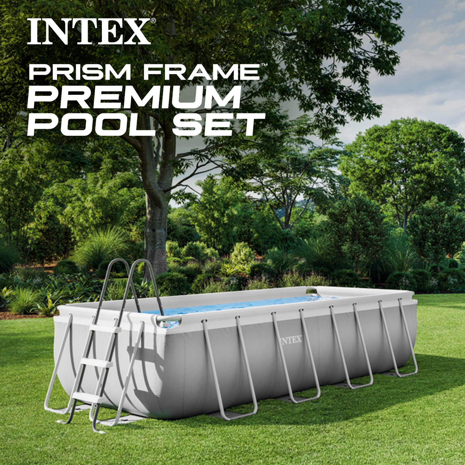 Intex 16 Foot x 42 Inch Prism Frame Rectangular Above Ground Swimming Pool Set gallery