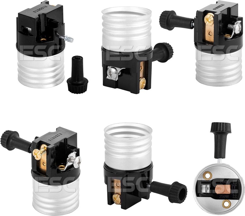 (2 pack) 3 way socket replacement for lamp, Medium Base Interior Only, Black gallery