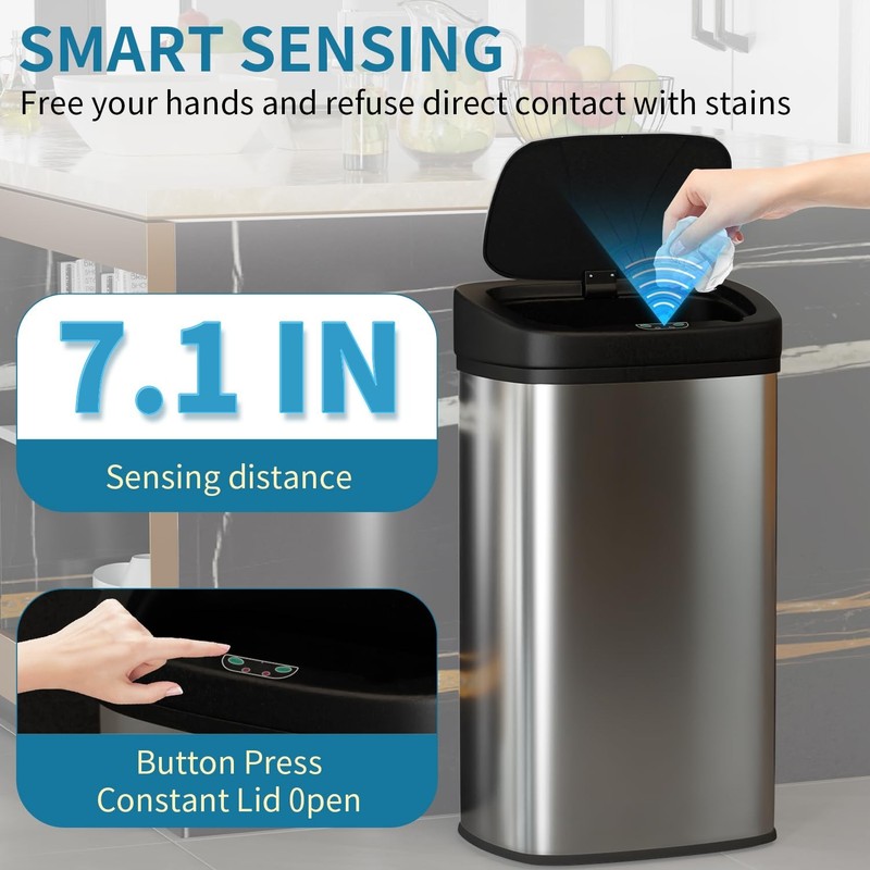 BestOffice 22 Gallons Automatic Sensor Large Kitchen Trash Can with Stainless gallery