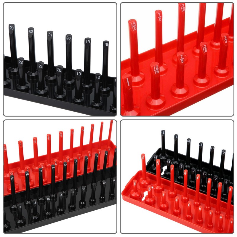 6PC Socket Organizer Tray Set Hold 90 Metric&76 SAE Socket 1/4" 3/8" 1/2" Drive gallery