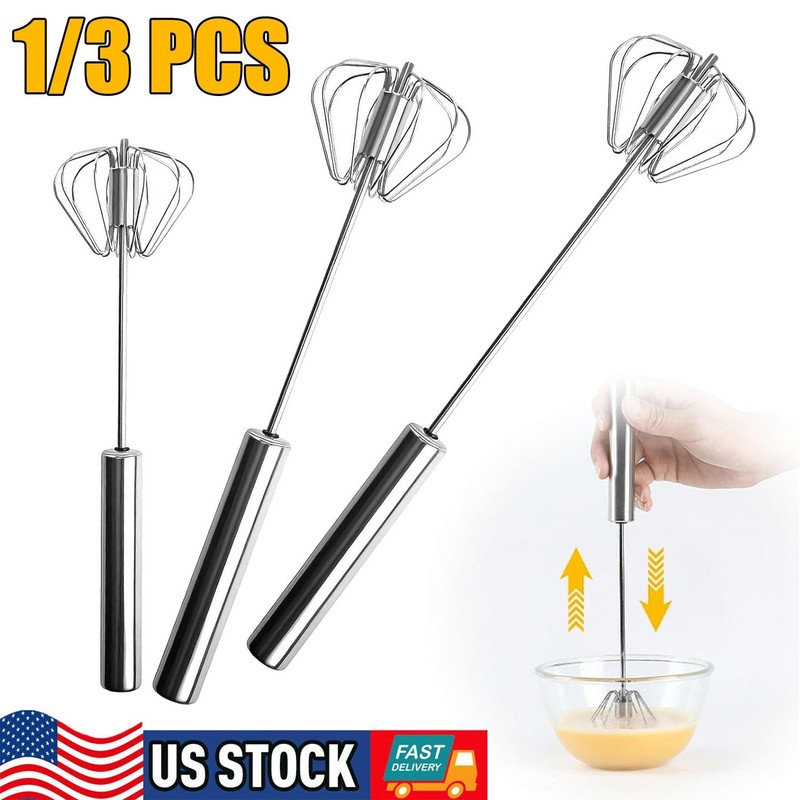 Semi-Automatic Egg Whisk Hand Push Egg Beater Stainless Steel Blender Mixer Tool gallery