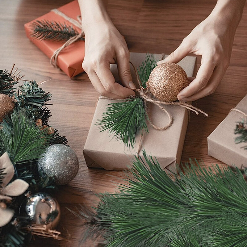 10pcs DIY Craft Pine Needles Branches Christmas Pine Twigs Stems Wreaths Decor gallery