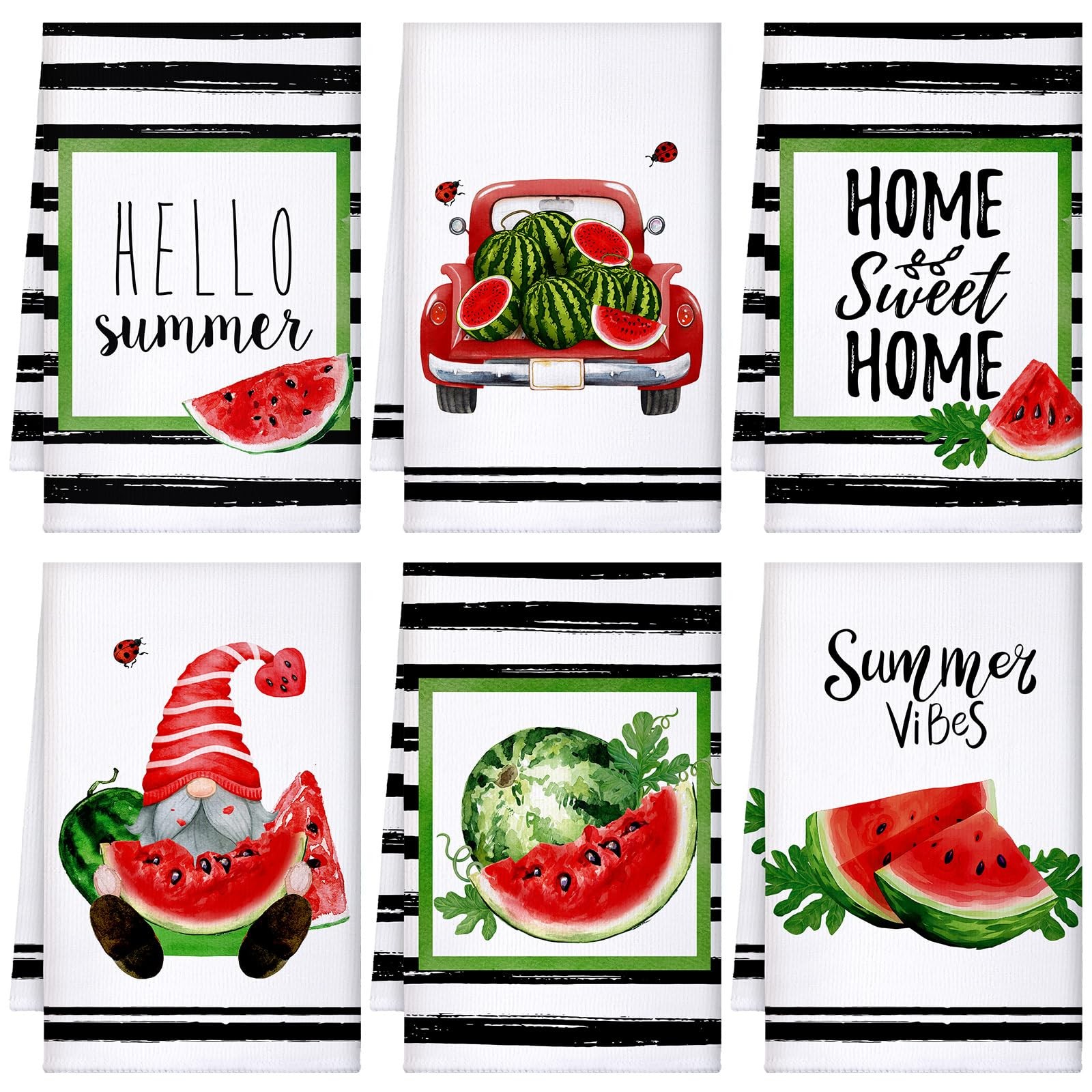 6 PCS Watermelon Kitchen Towels Summer Decorative Absorbent Dish 24x16 Inch gallery