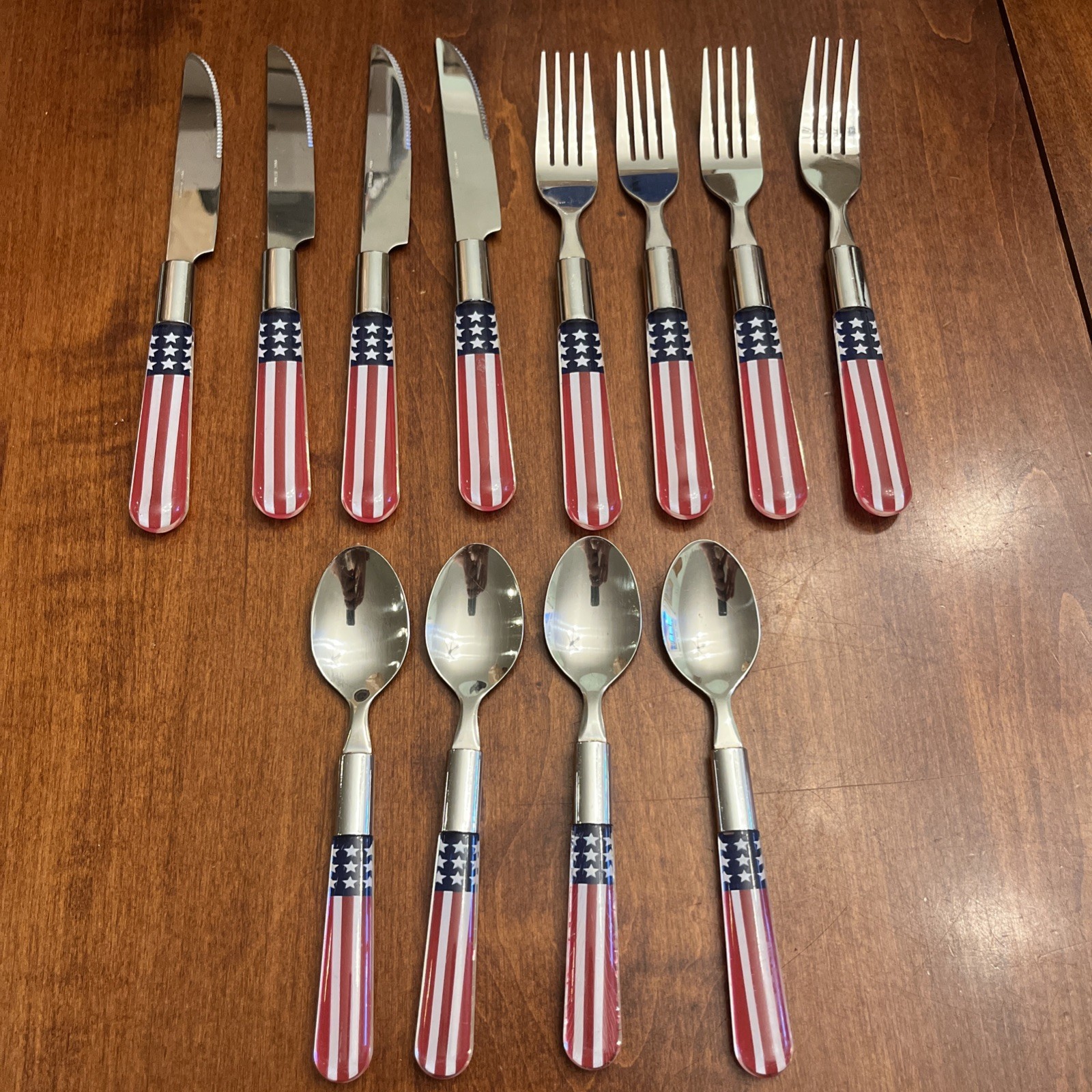 Stars & Stripes flatware, American Flag 4th of July, stainless, 12 Pc Set gallery