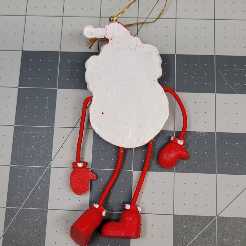 3 Christmas Tree Ornaments Peppermint Candy Swirl Santa Snowman Polymer Clay Vtg gallery