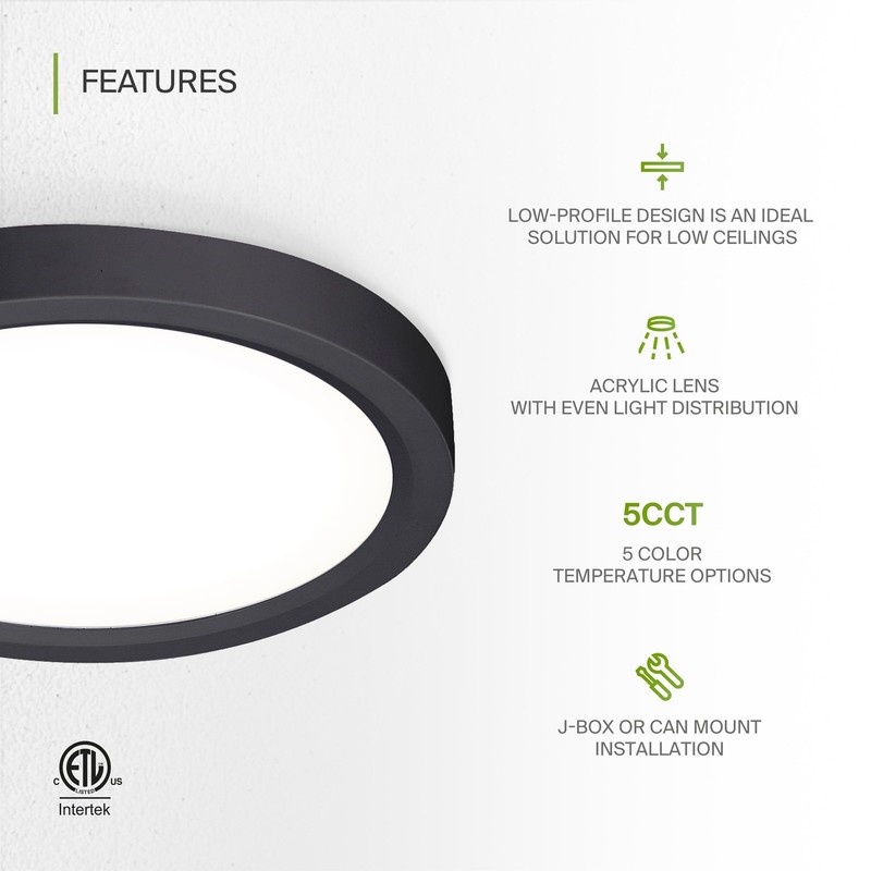 Led 7 Inch Round Flush Mount Ceiling Light Fixture | 15w 1260lm 27006000k 120v | gallery